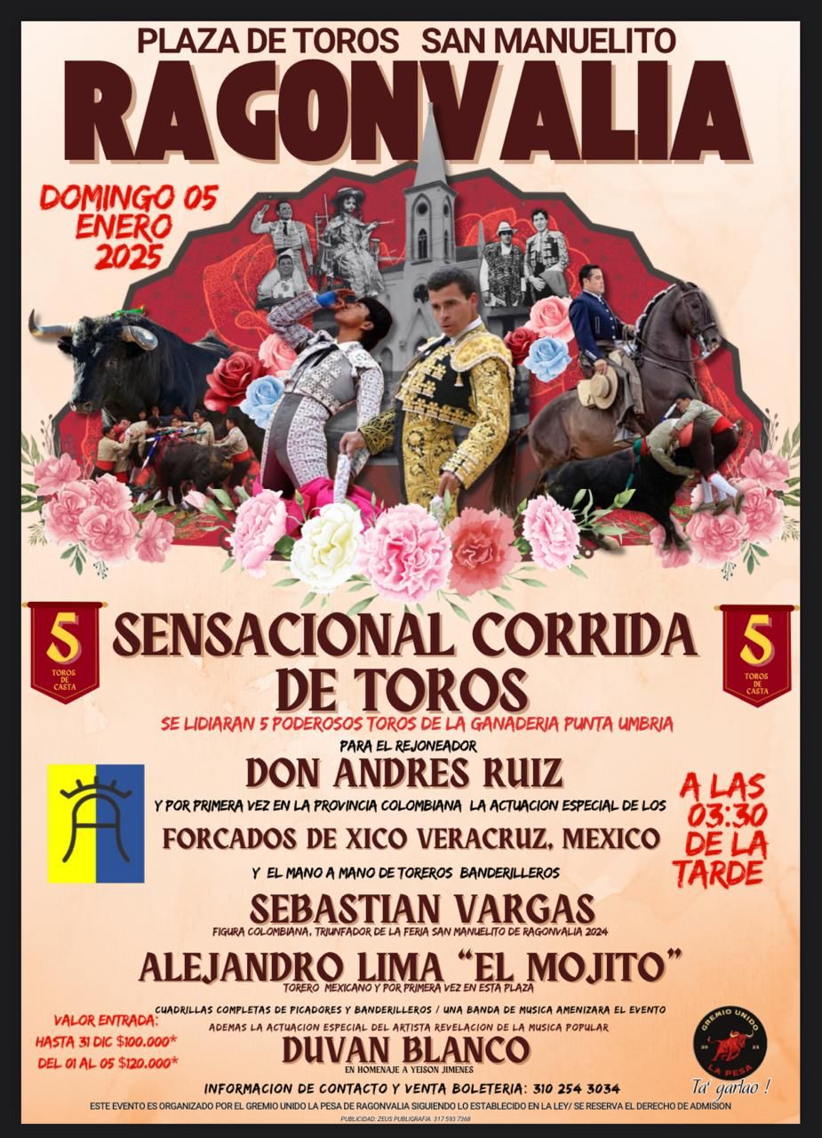 El Mojito iniciará el 2025 toreando el 5 de enero en Ragonvalia, Colombia